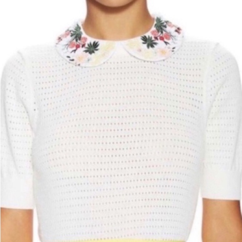 Alice & Olivia - 100% Cotton - XS - Short Sleeve Sweater with collar